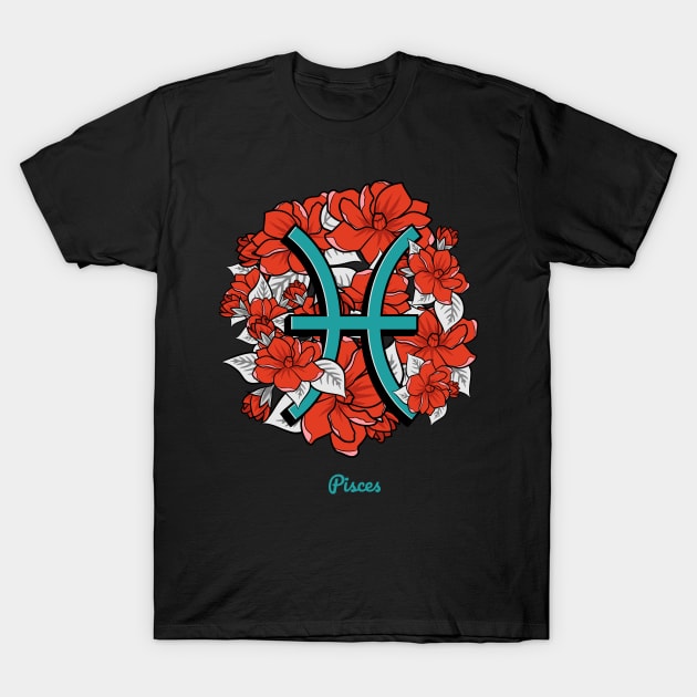 Floral Zodiac Sign Pisces Gift Women Men T-Shirt by teeleoshirts